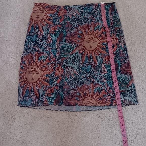 Unbranded~Celestial Sun Orange Blue Lightweight Whimsigoth Lined Mini Skirt - Picture 3 of 11